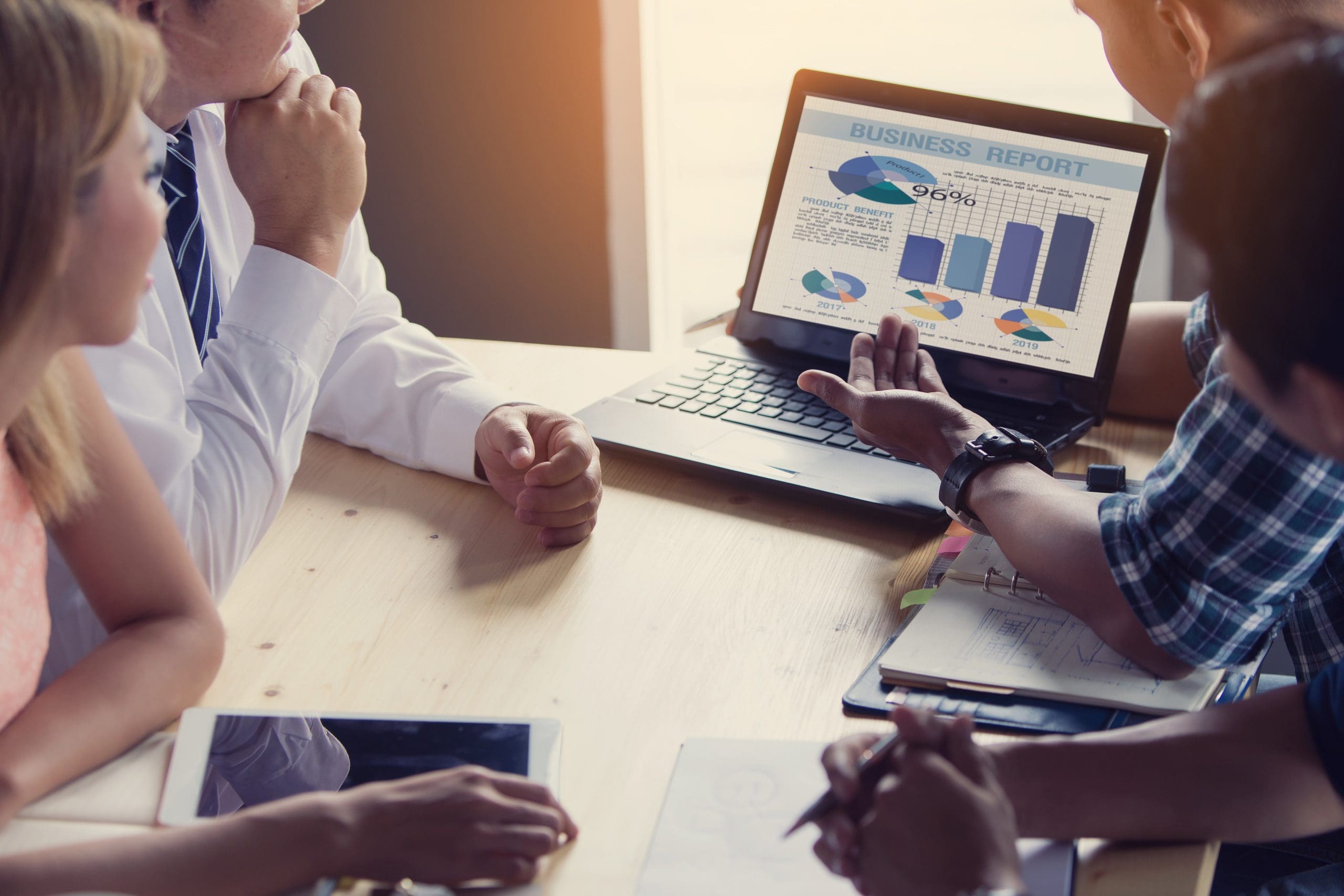 Business team meeting and presenting business results.Business P