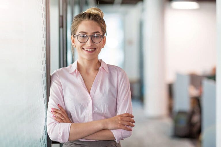 Portrait of a young business woman in an office