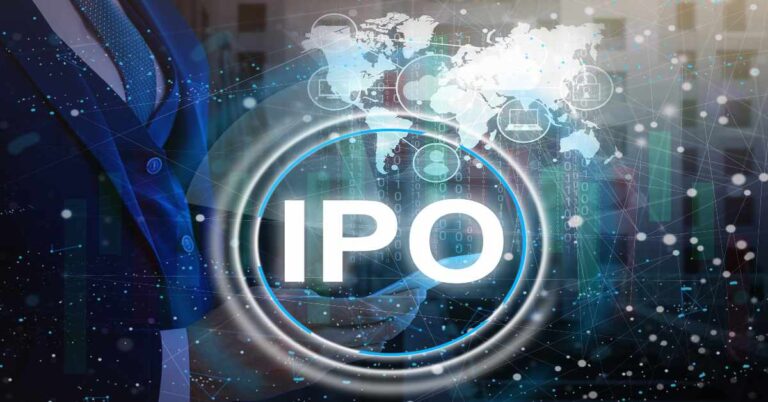 Businessman hand touching IPO Initial Public Offering sign on virtual screen