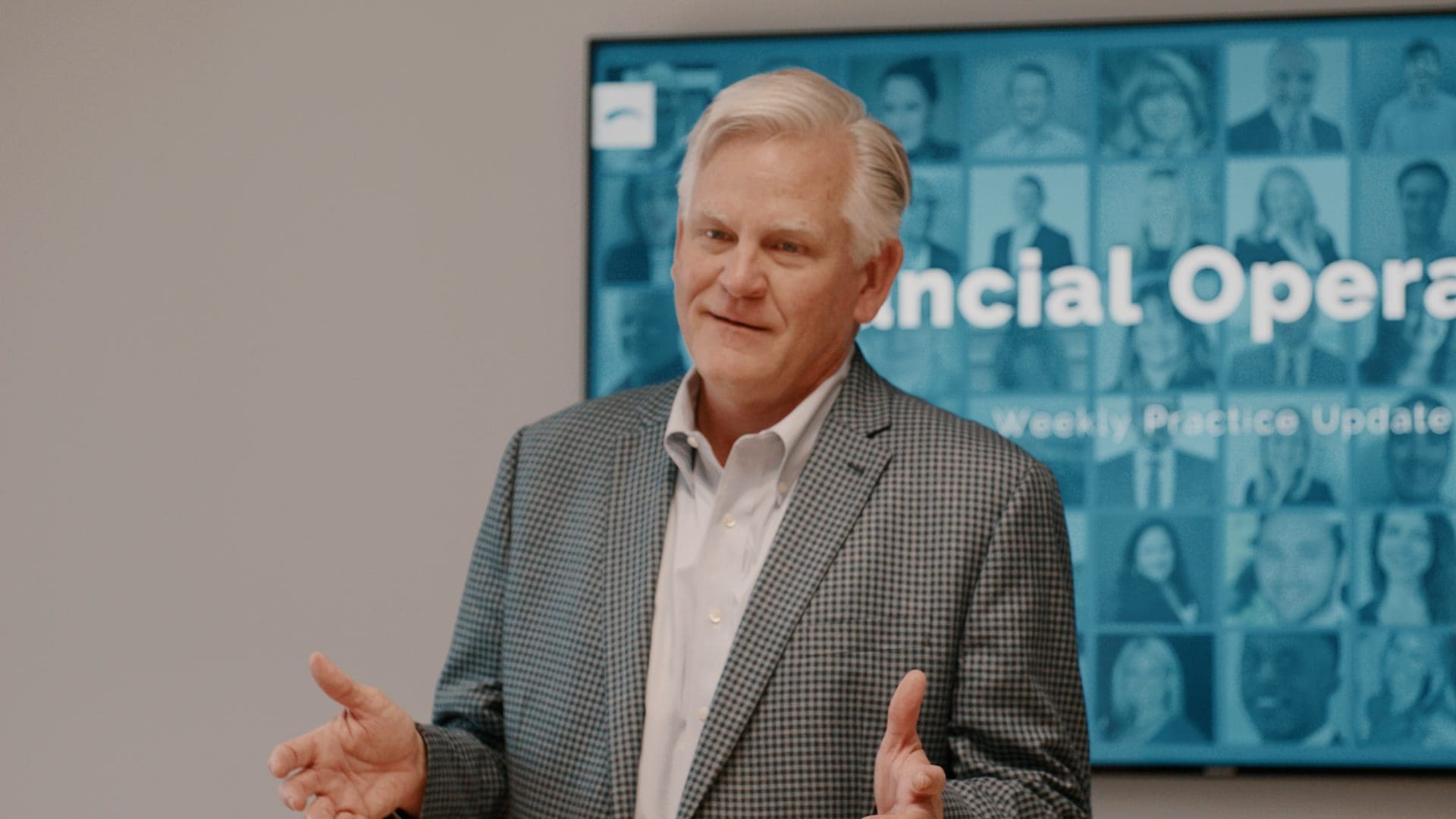 Businessman presenting to group of individuals at Bridgepoint Office