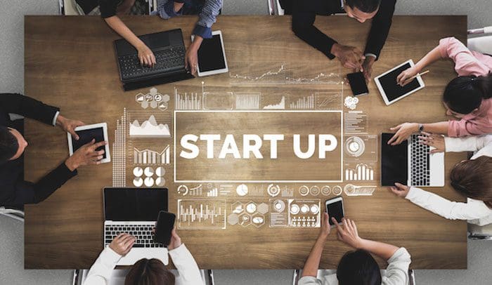 Start Up Business of Creative People Concept - Modern graphic interface showing symbol of entrepreneurship, fund, and project plan to start a new small business by smart group of entrepreneur.