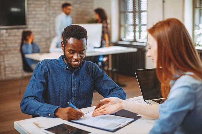 Young black man in a job interview